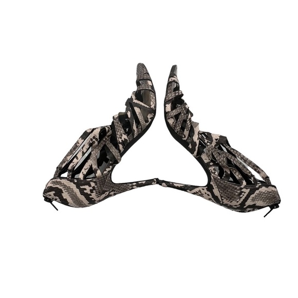 Madden Girl Gray Dalisa Snakeskin Gladiator Heeled Sandals Size 8.5 Women’s - Picture 6 of 9